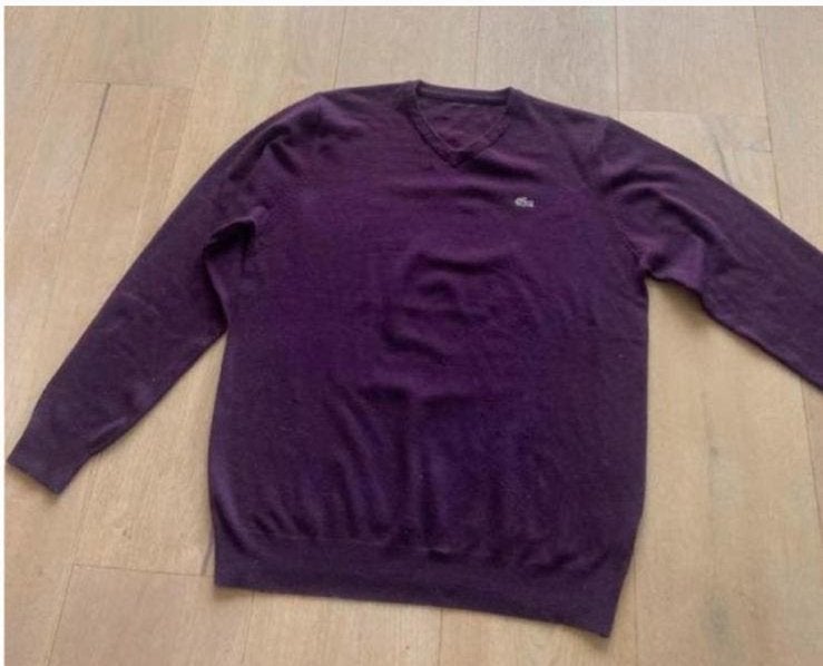 Lacoste trui L wol, Kleding | Heren, Truien en Vesten, Ophalen of Verzenden, Zo goed als nieuw, Maat 52/54 (L), Paars