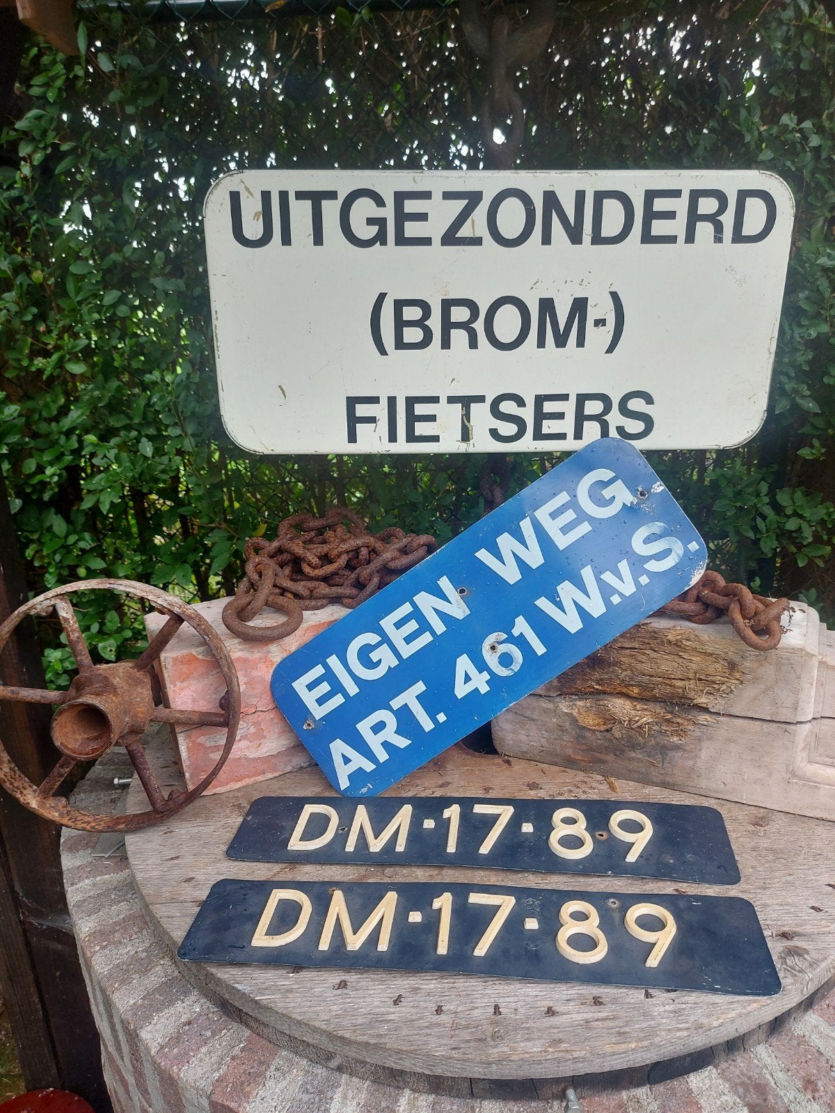 4 x oude wegen en kenteken borden, Huis en Inrichting, Ophalen of Verzenden