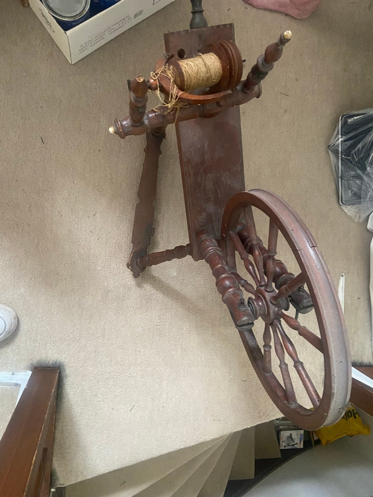 Antiek houten spinnewiel, Ophalen, Gebruikt, Spinnewiel