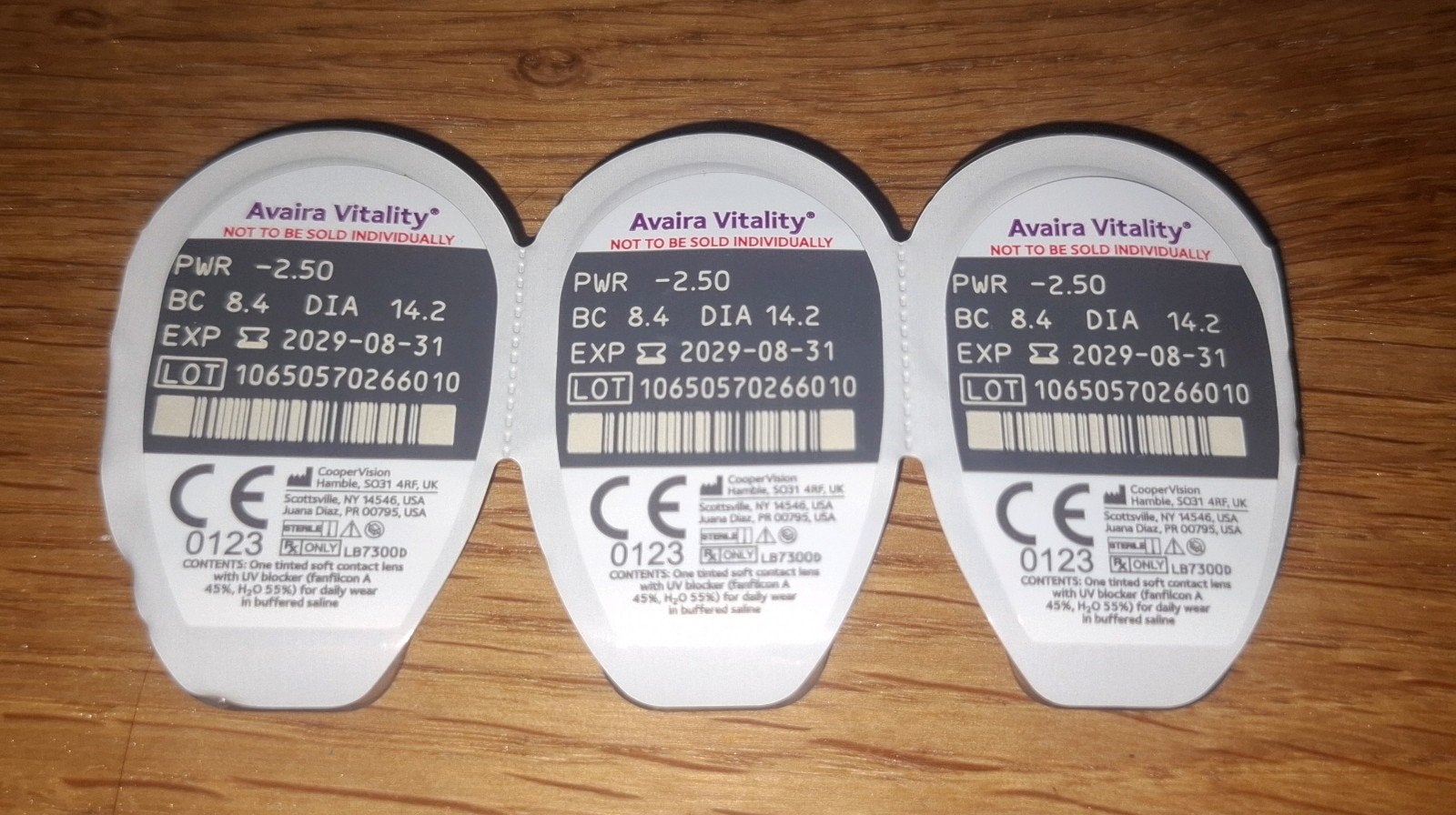 3 nieuwe contactlenzen van Avaira Vitality -2.5