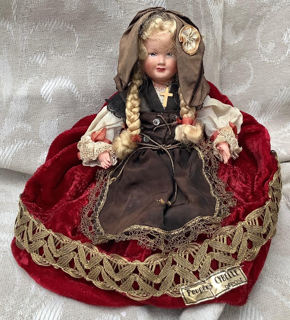 Antieke pop petitcollin Cybelle uit Frankrijk 1920-1950, Verzamelen, Poppen, Ophalen of Verzenden, Zo goed als nieuw, X, Pop