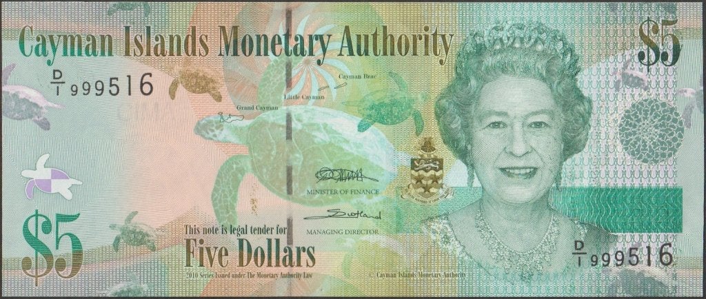 Cayman Islands 5 dollars 2010 UNC p.39a (# 352), Verzenden, Midden-Amerika, Los biljet