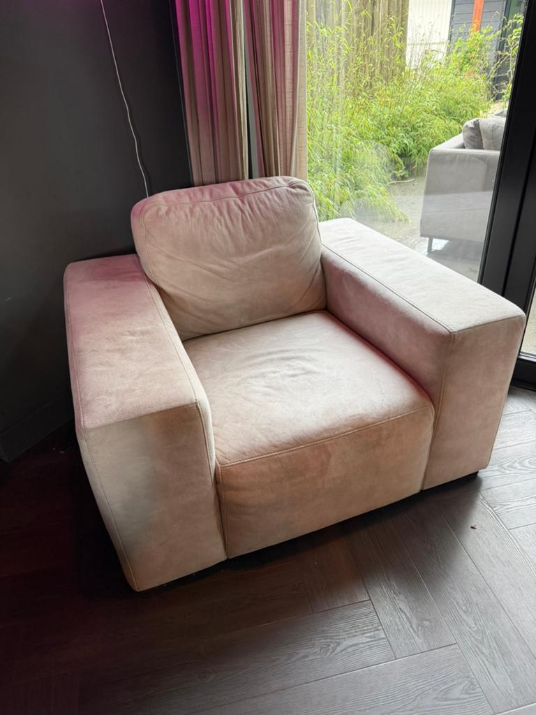 Comfortabele fauteuil - Zandkleurig, Ophalen, Gebruikt, 75 tot 100 cm, 75 tot 100 cm