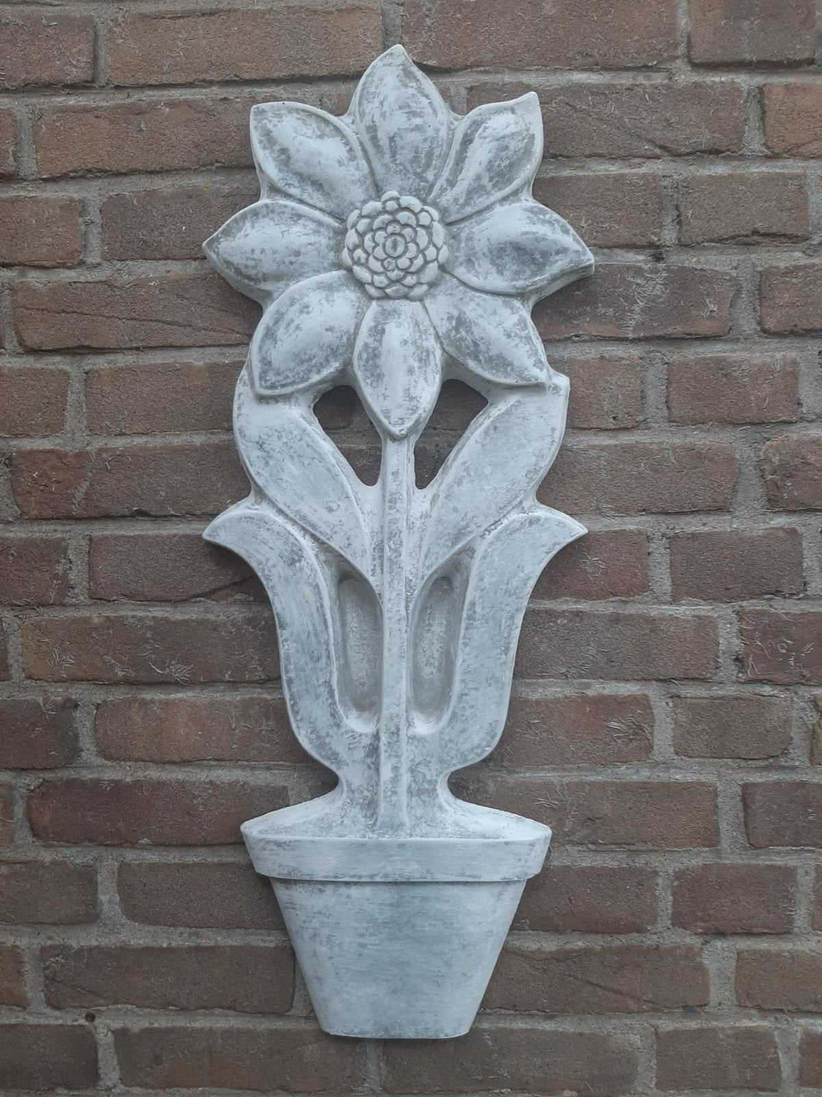XXL bloem wanddecoratie betonnen beeld tuinbeeld beton, Ophalen
