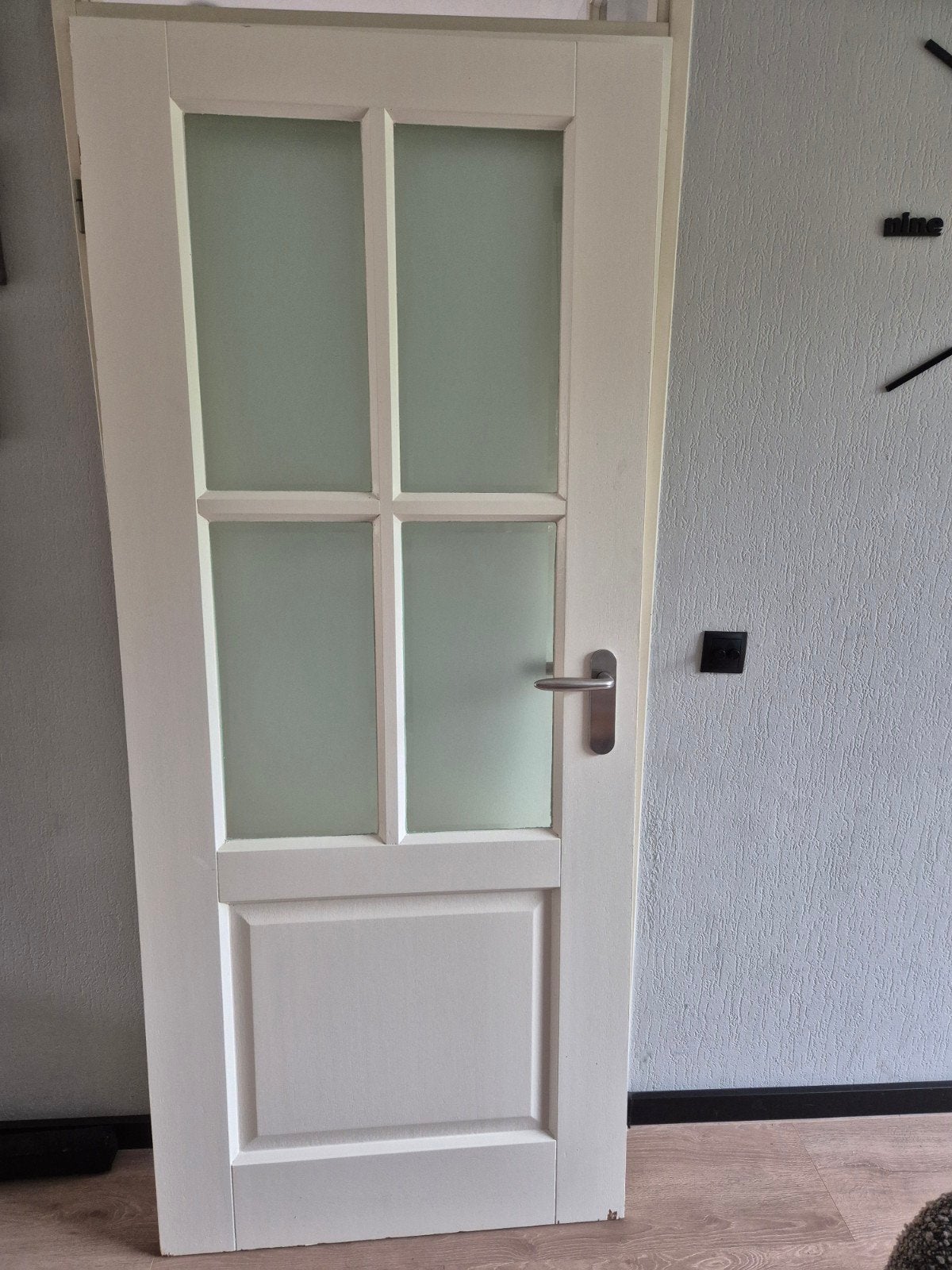 massief houten binnendeur met glas, Ophalen, Glas, Binnendeur, 200 tot 215 cm