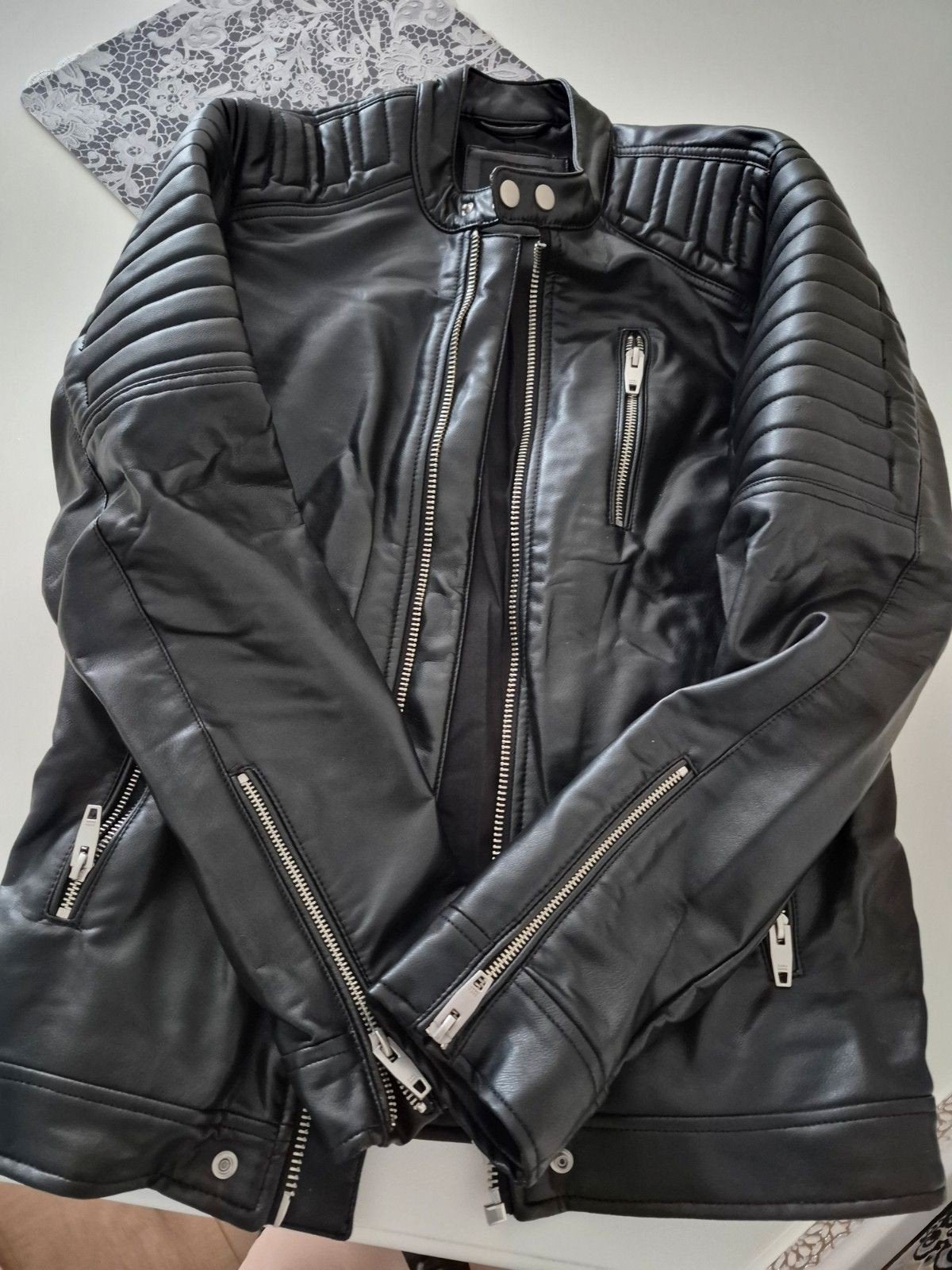 Zwarte Zara leren bikerjack - Maat S, Ophalen of Verzenden, Zo goed als nieuw, Maat 36 (S), Zara