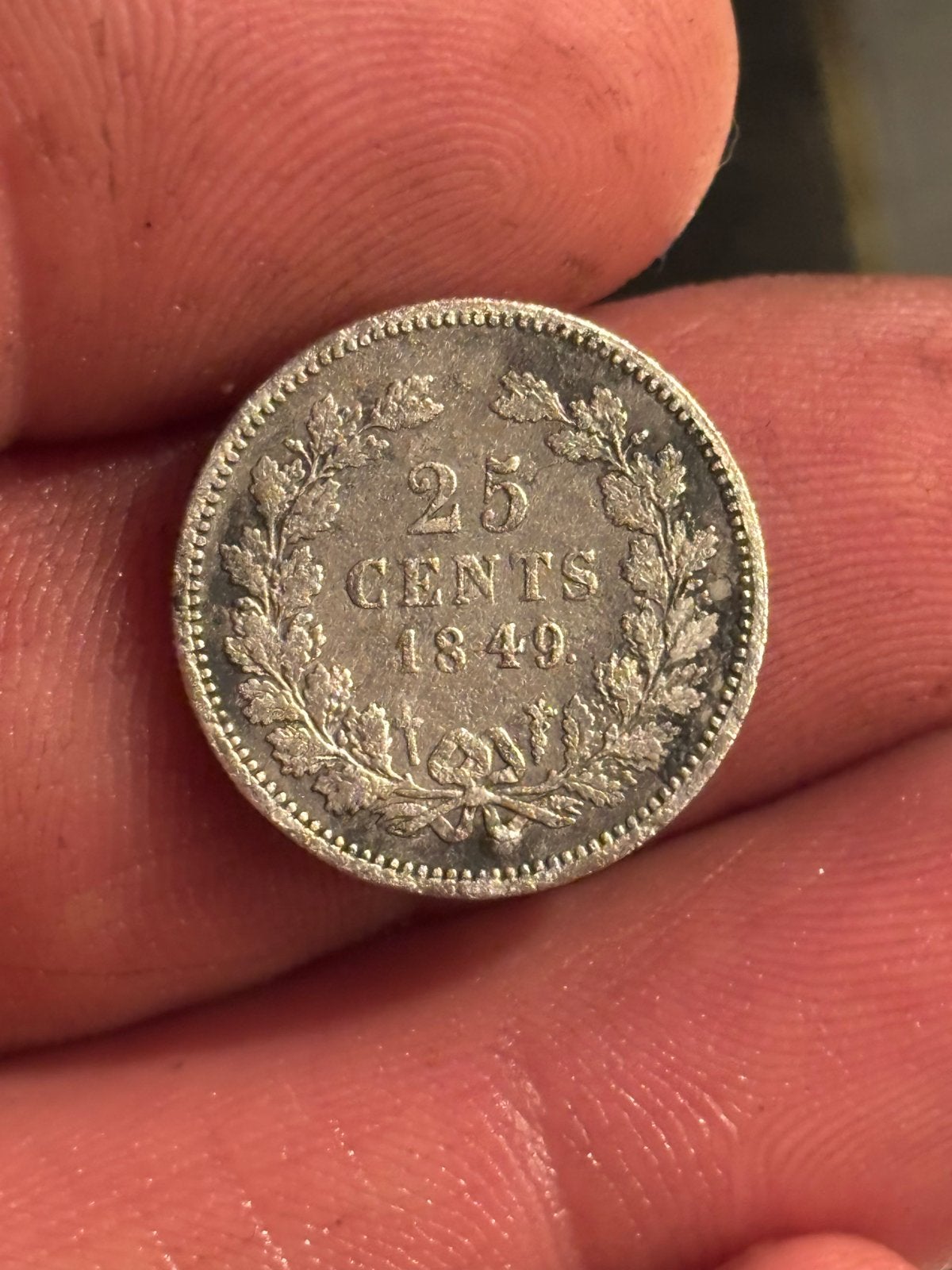 Zilveren 25 cent munt uit 1849 - Koning Willem 3, Zilver, 25 cent, Ophalen of Verzenden, Losse munt