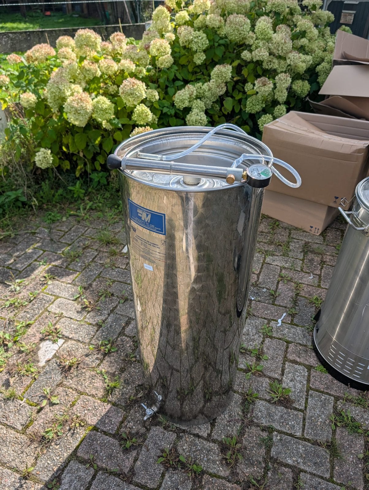 Marchisio RVS Gistvat / Opslagtank met Drijvend Deksel, Huis en Inrichting, 40 liter of meer, Ophalen, Zo goed als nieuw, Rvs
