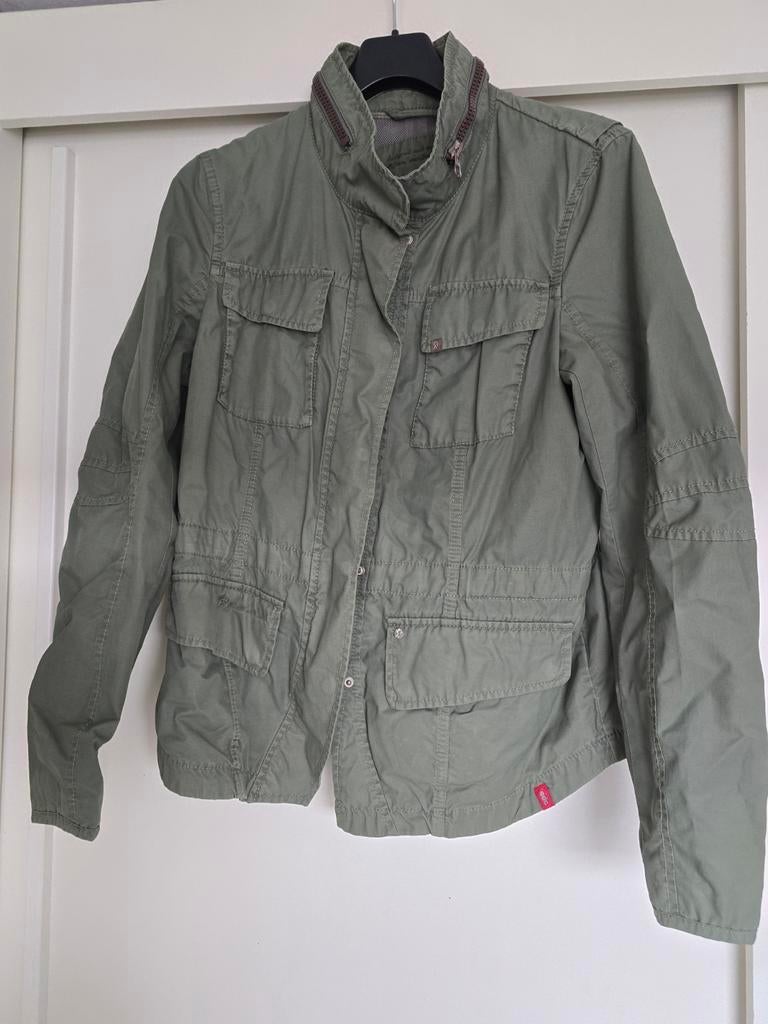 Stoere legergroene dames jas met veel zakken, Kleding | Dames, Jassen | Zomer, Maat 42/44 (L), Ophalen of Verzenden, Groen, Onbekend