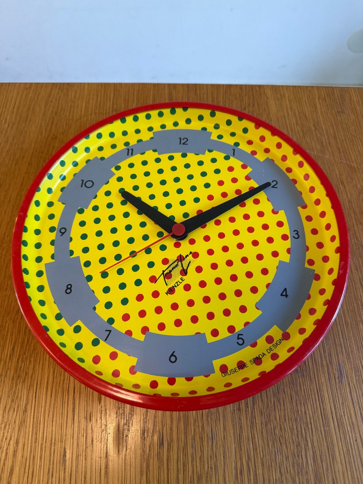Vintage Kienzle Pop Art klok Giuseppe Spada jaren 80 design, Wandklok, Geel, Vintage, Analoog