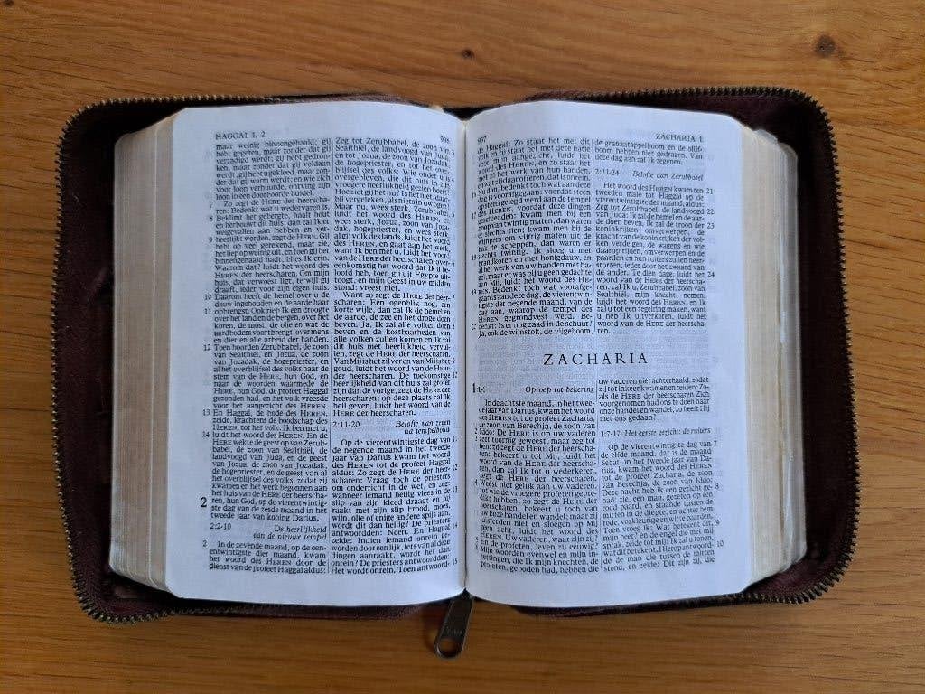 Hand zak Bijbel NBG vertaling goudsnede rits en leren band, Boeken, Ophalen of Verzenden, Gelezen, Christendom | Katholiek