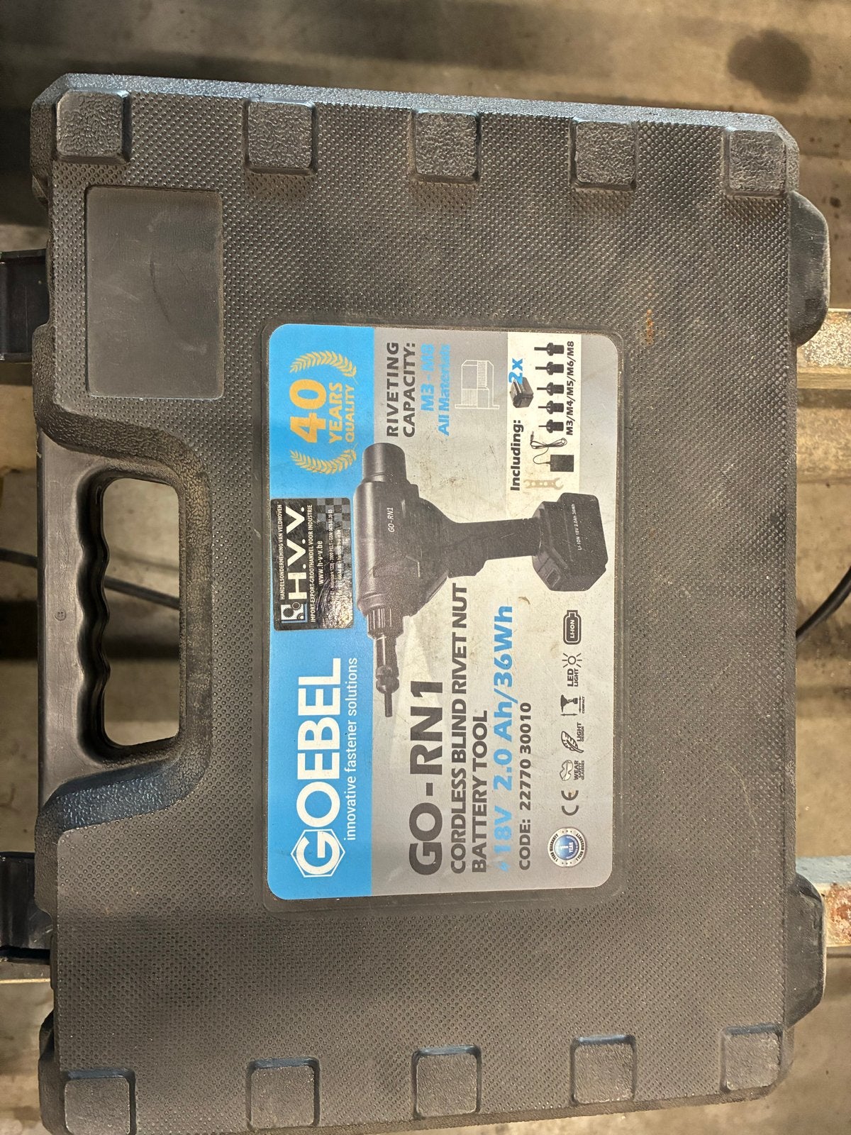 GOEBEL GO-RN1 Accu blindklinkmoertang - Nieuw in koffer, Ophalen, Zo goed als nieuw