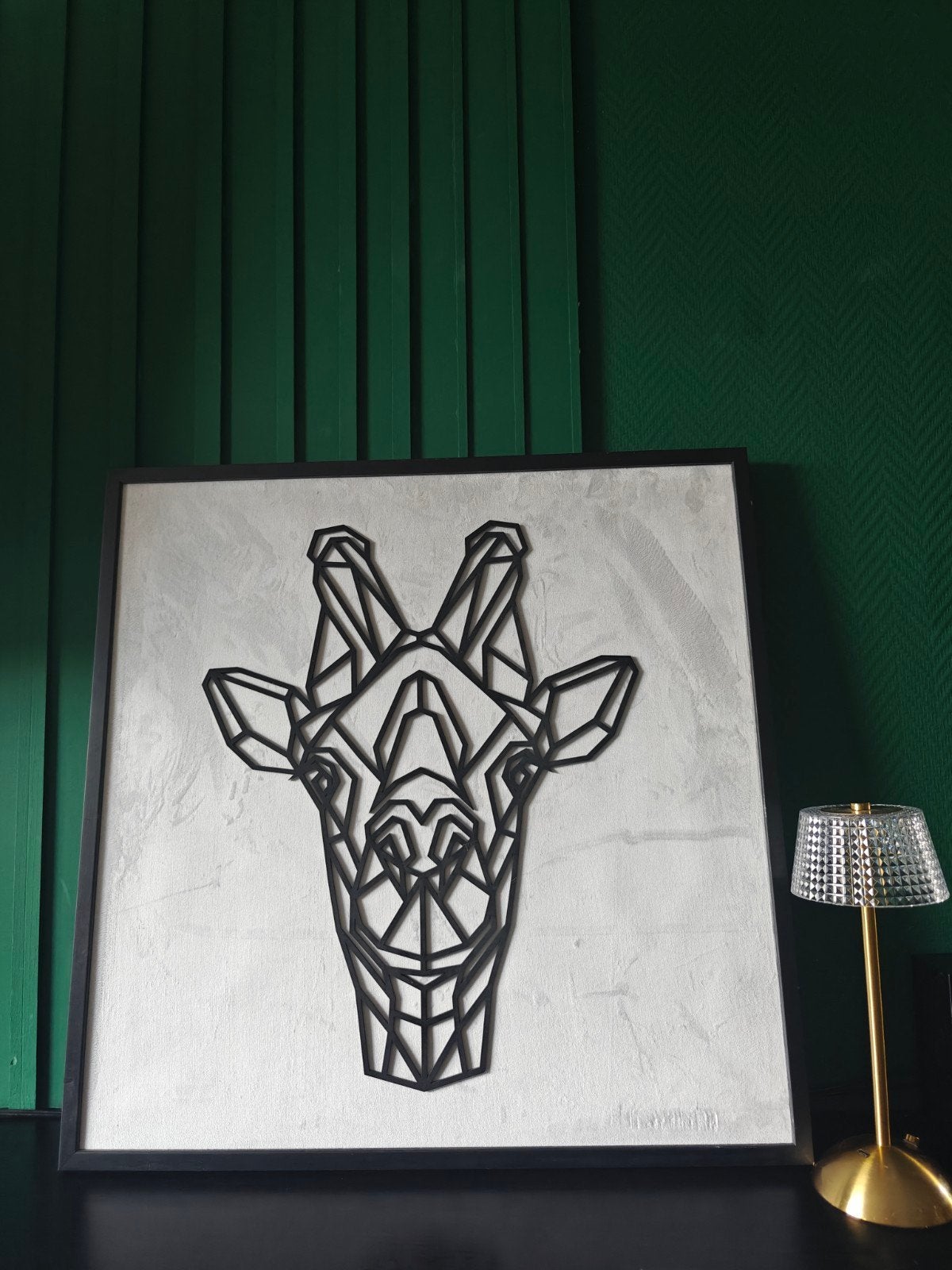 Wanddecoratie Giraffe Geometrisch Design, Ophalen, Zwart, Zo goed als nieuw, Metaal