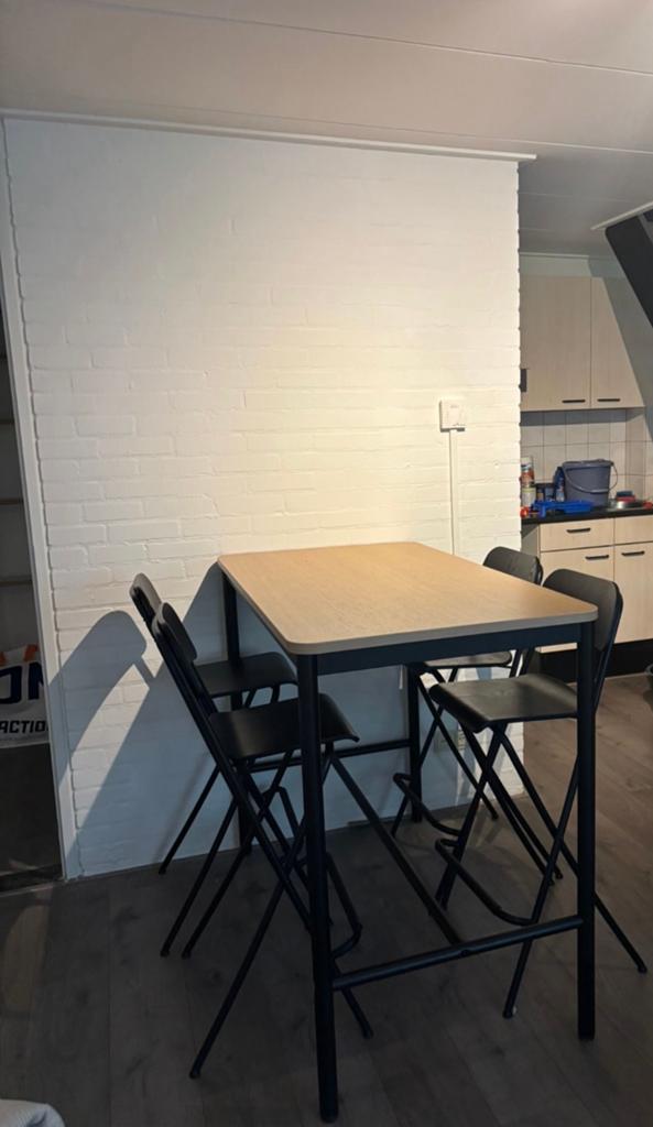 Hoge eettafel met 4 stoelen > Bieden, Ophalen, 100 tot 150 cm, 50 tot 100 cm, Zo goed als nieuw