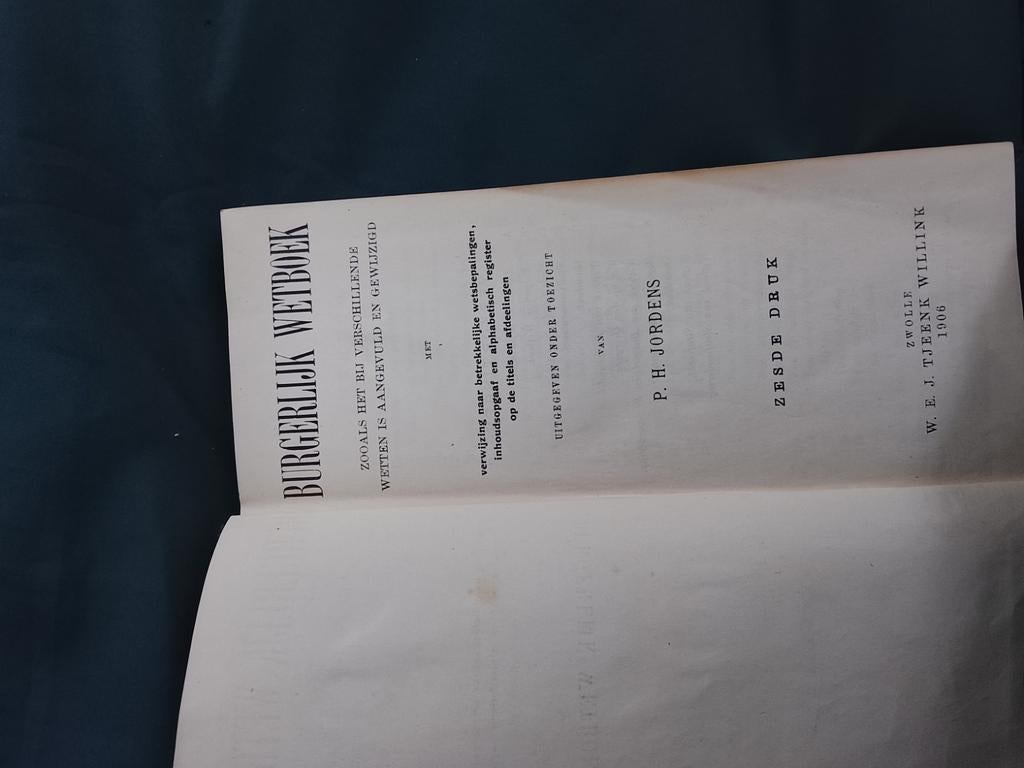 Burgerlijk Wetboek uit 1906, zesde druk, ANTIEK, Antiek en Kunst, Antiek | Boeken en Bijbels, Ophalen of Verzenden
