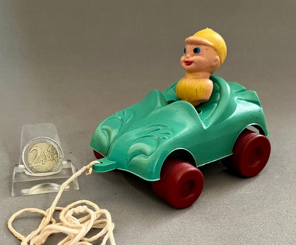 Antieke 50s voortrek-Speelgoedauto zacht PVC, West-Duitsland, Ophalen of Verzenden