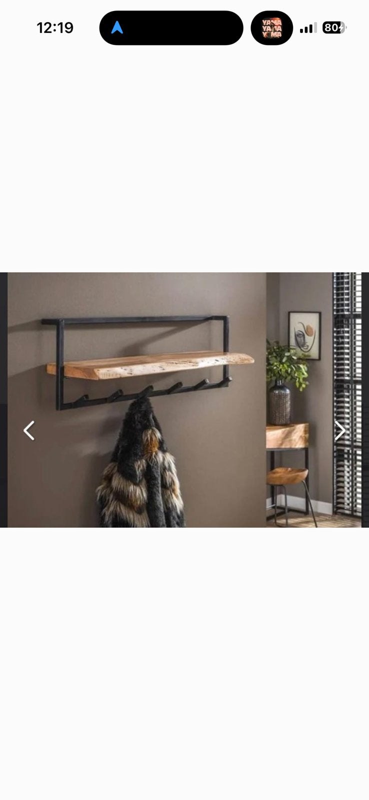 Kapstok mango hout staal 100cm 6 haaks, Wandkapstok, Ophalen of Verzenden, Zo goed als nieuw, Minder dan 100 cm