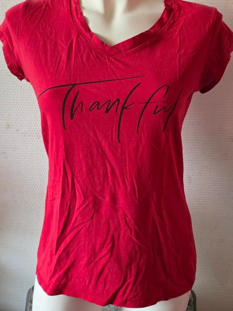 G. Ricceri dames Rood T-shirt met 'Thankful' maat L, Maat 42/44 (L), Ophalen of Verzenden, G. Ricceri, Korte mouw