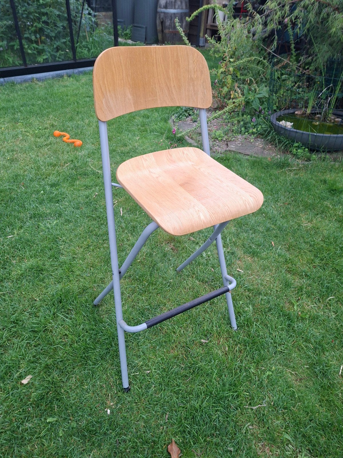 Vintage barkruk, 1 kruk, Ophalen, Hout, 60 tot 90 cm