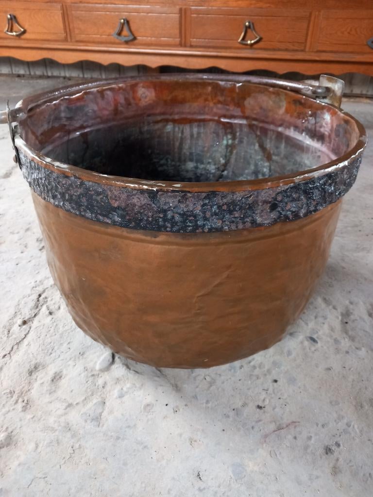 Antieke Koperen Ketel - Ø 45 cm, H 30 cm, Ophalen of Verzenden