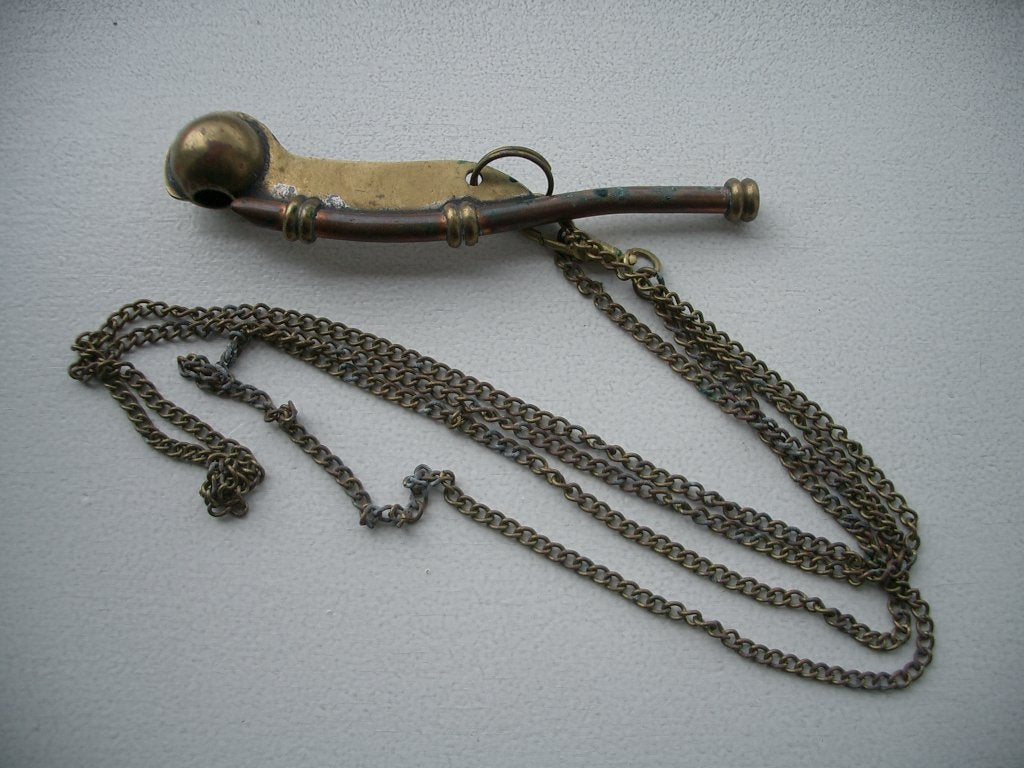 koper brons antiek scheepsfluitje kapitein schip fluit sfeer, Antiek en Kunst, Ophalen of Verzenden, Koper