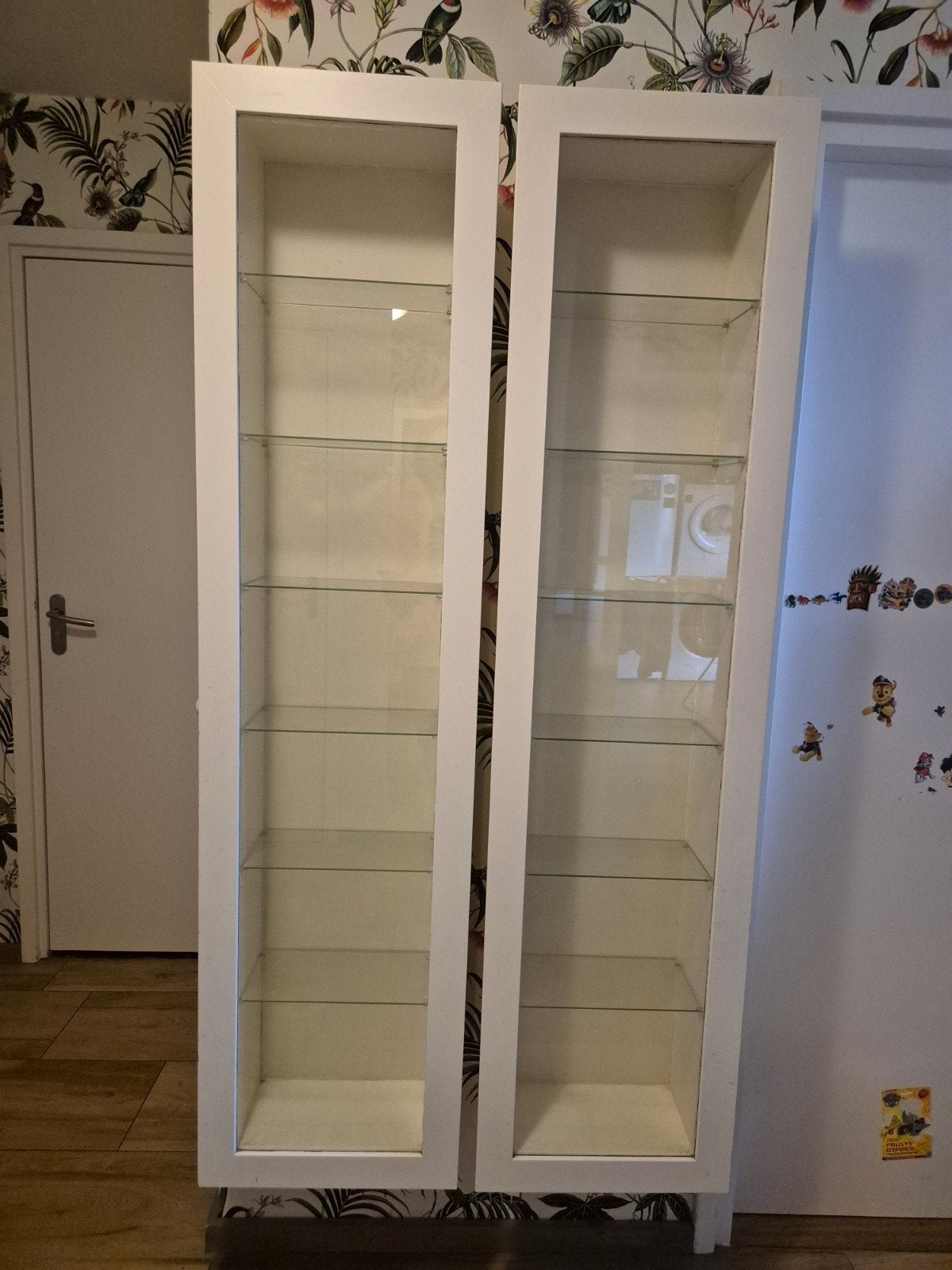 2 IKEA hang vitrinekasten, wit geschilderd, Ophalen, Minder dan 50 cm, Overige houtsoorten, Minder dan 25 cm