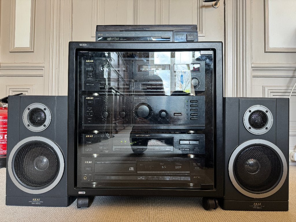 AKAI Vintage Stereo Toren Cube Platenspeler Cassettedeck '90, Ophalen, Gebruikt, Losse componenten, Tuner of Radio