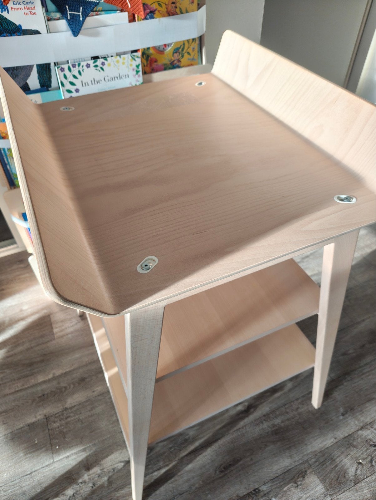 Leander Linea verschoontafel beukenhout, Ophalen, Gebruikt, Minder dan 75 cm, 70 cm of meer