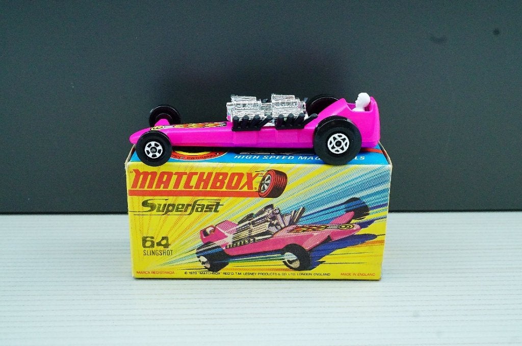 Matchbox 1-75 64b Slingshot Dragster R/Zw Uitlaten "H" Box, Ophalen of Verzenden, Zo goed als nieuw, Auto