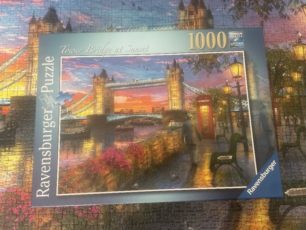 Ravensburger Legpuzzel 1000 stukjes Tower Bridge at Sunset, Ophalen of Verzenden, 500 t/m 1500 stukjes, Zo goed als nieuw
