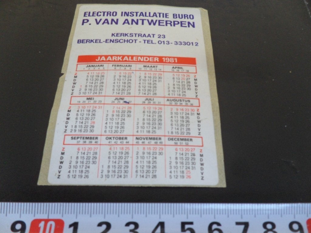 sticker Berkel Enschot P. VAN ANTWERPEN Electro 1981 Kalende, Verzamelen, Ophalen of Verzenden, Zo goed als nieuw