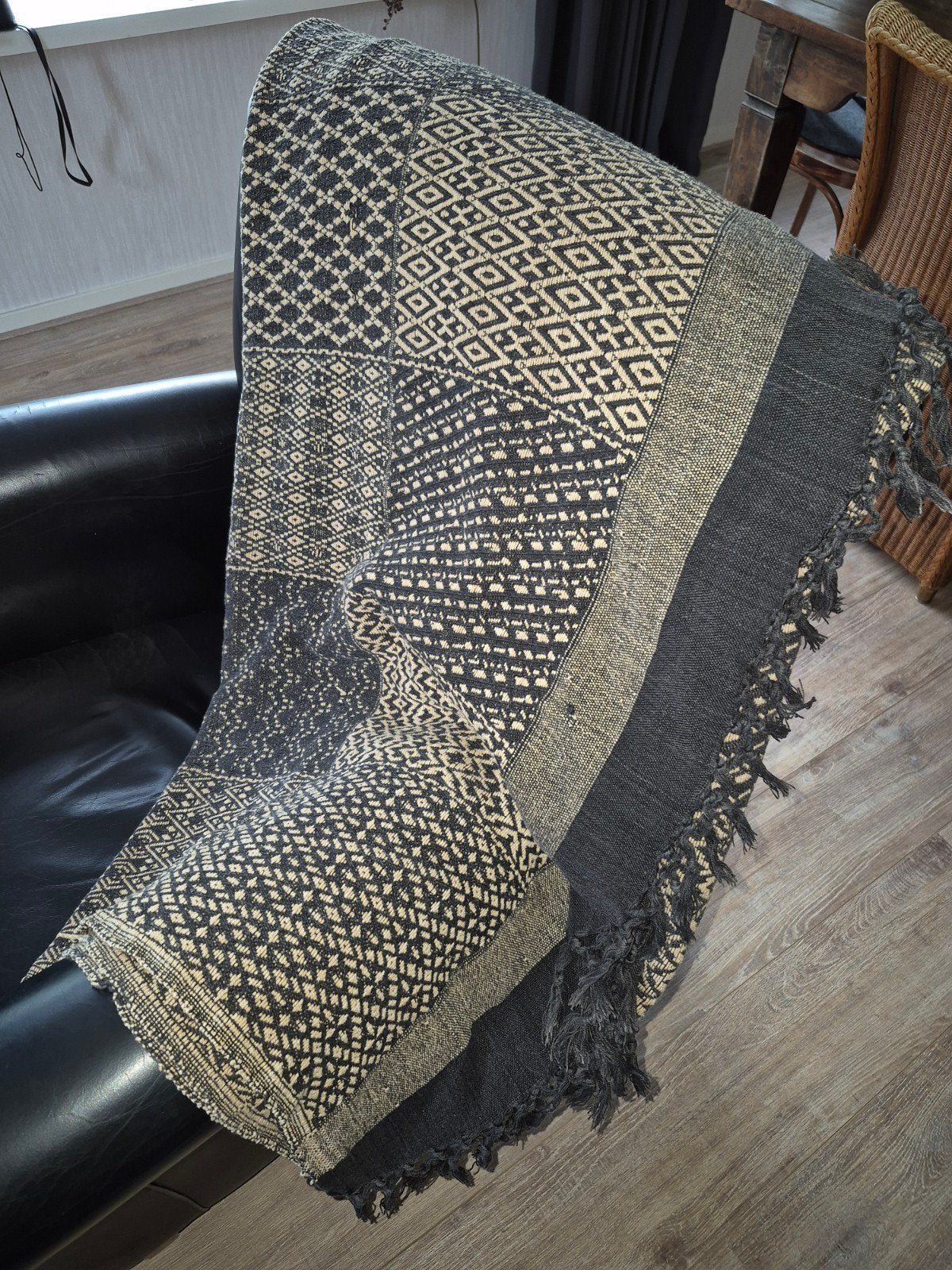 Decoratieve grand foulard/plaid/sprei met geometrisch patroo, Ophalen, Overige merken, Meerkleurig, Met print