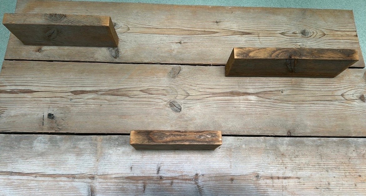 Steigerhouten wandbord  met planken - rustieke stijl, Ophalen, Zo goed als nieuw