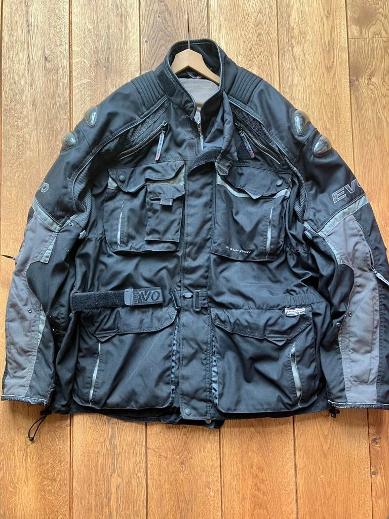 Motorjas. Maat xxl. Evolution. Zwart met grijze accenten ., Motoren, Kleding | Motorkleding, Ophalen, Tweedehands, Heren, Jas | textiel