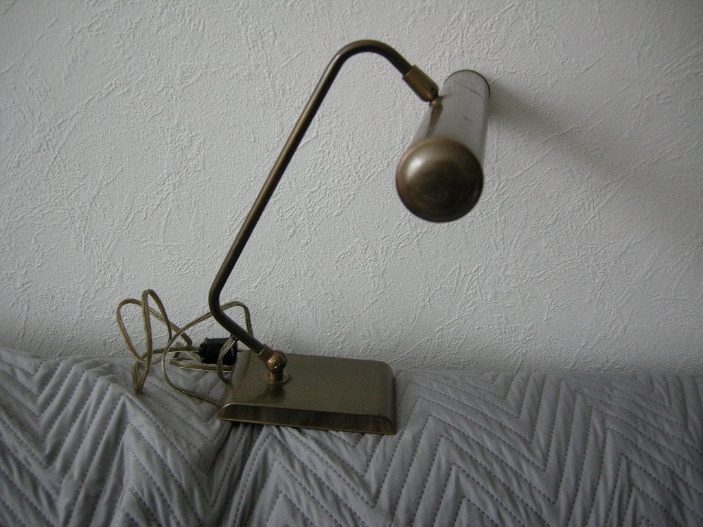 Grote pianolamp duospot notarislamp - zgan, Ophalen, Zo goed als nieuw, Metaal, 32 cm