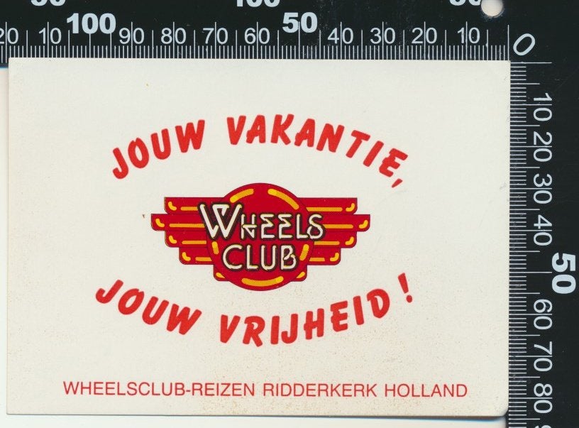 Sticker: Wheelsclub Reizen (3), Ophalen of Verzenden, Zo goed als nieuw, Bedrijf of Vereniging