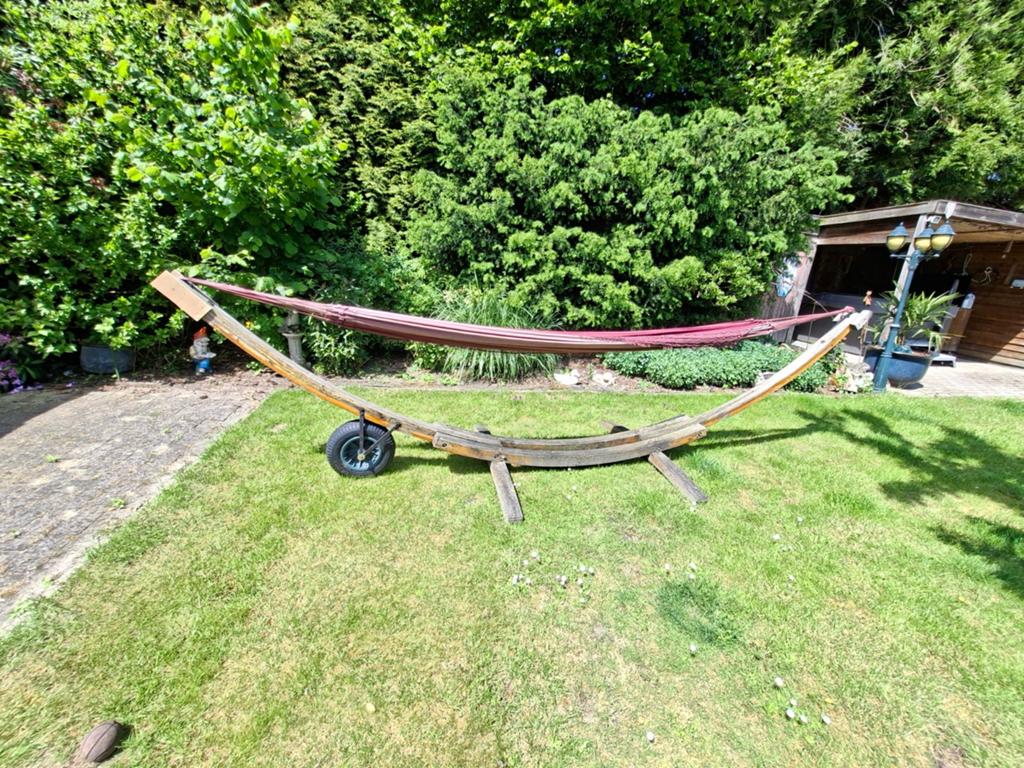 Comfortabele hangmat met standaard, Gebruikt, Inklapbaar, Meerpersoons, Ophalen of Verzenden