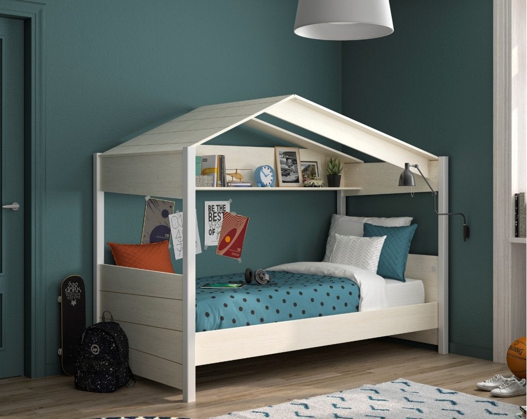 Nairobi huisbed - 90x200 - Wit-kastanje