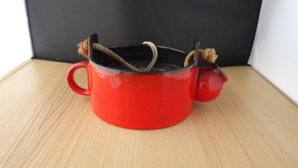 jaren '70 plantenhanger van keramiek in de kleur rood, Ophalen of Verzenden, Huis en Inrichting