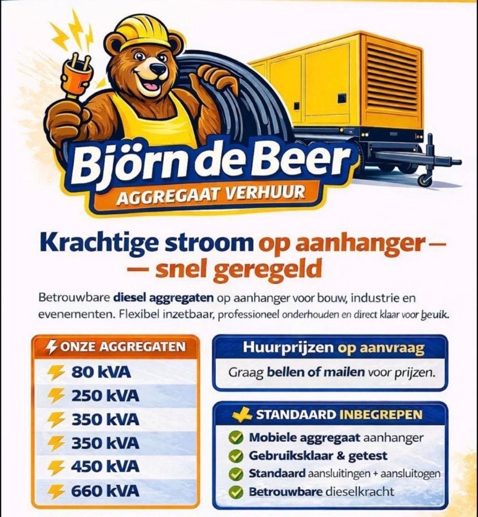 aggregaten te huur /te koop, Gebruikt, Dieselolie, Ophalen of Verzenden, Geluidgedempt