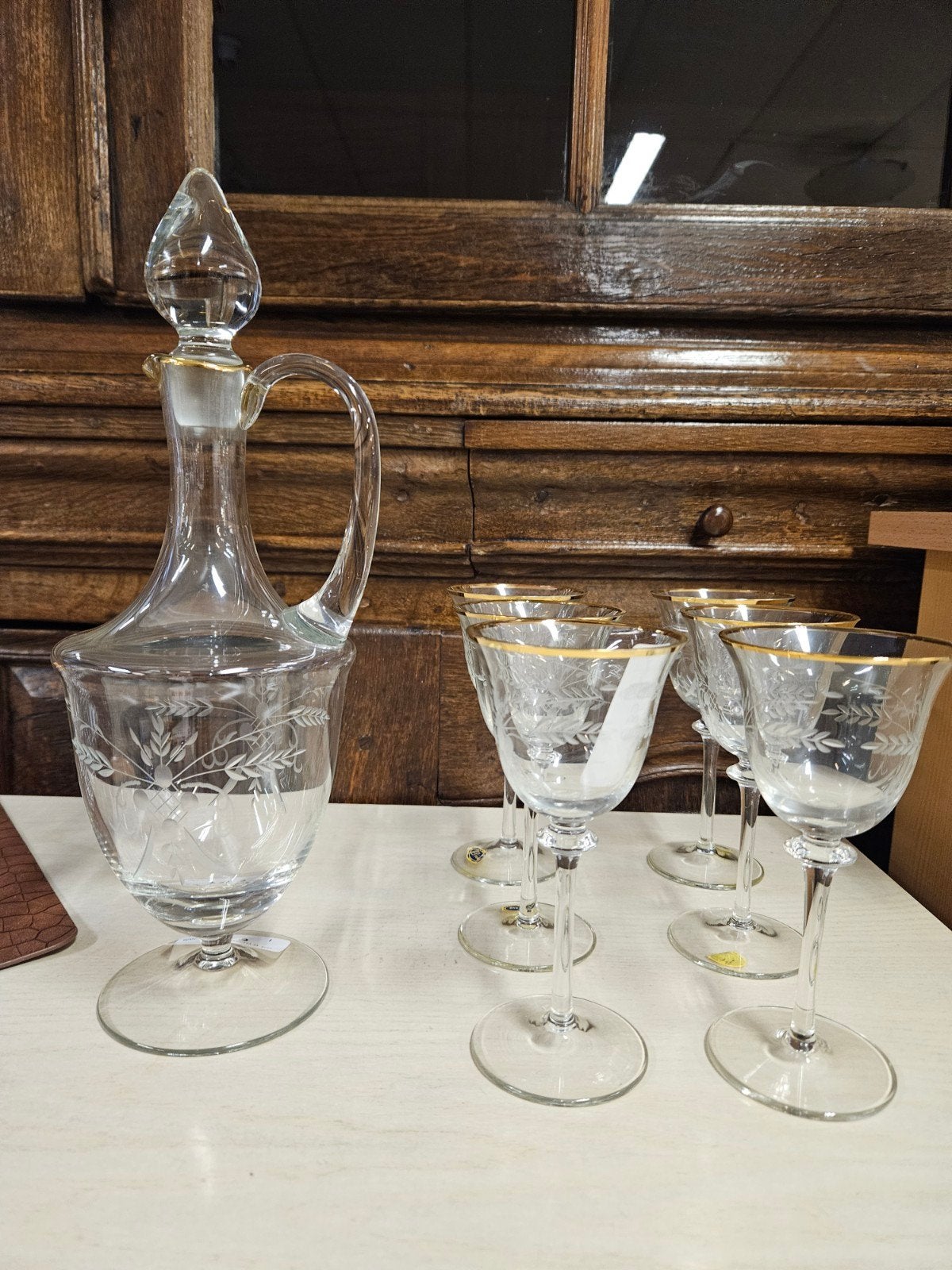 Karaf met 6 glazen - Elegant geslepen glaswerk, Ophalen