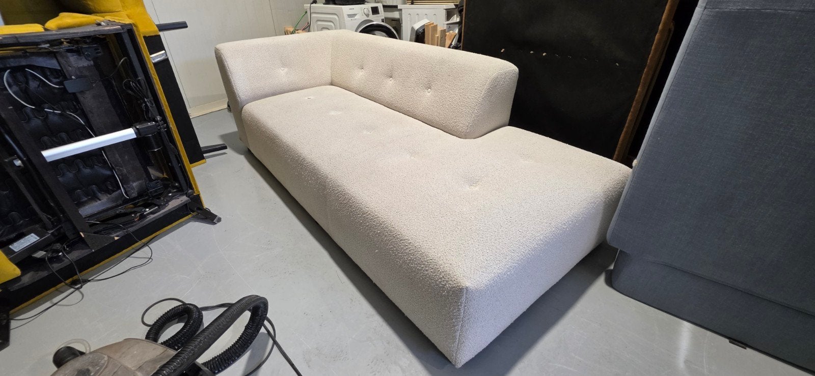 Montel Flex Loungedeel Wit/Crème Teddy/Bouclé Stof, Ophalen, Gebruikt, Modern, Scandinavisch, 100 tot 125 cm