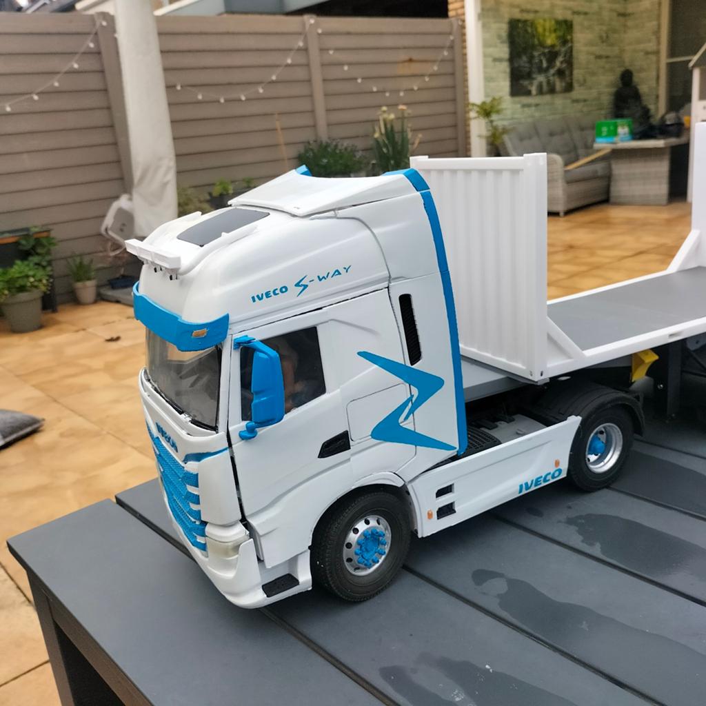 3D Geprinte IVECO S-Way met 20ft Container Trailer, Overige merken, Verzenden, Groter dan 1:32, Nieuw