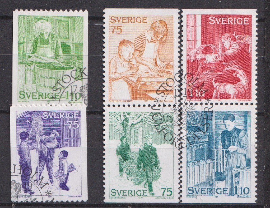 Zweden 1977; Voorbereidingen Kerst, Mi 1004-1009, gebruikt., Postzegels en Munten, Ophalen of Verzenden, Zweden, Gestempeld