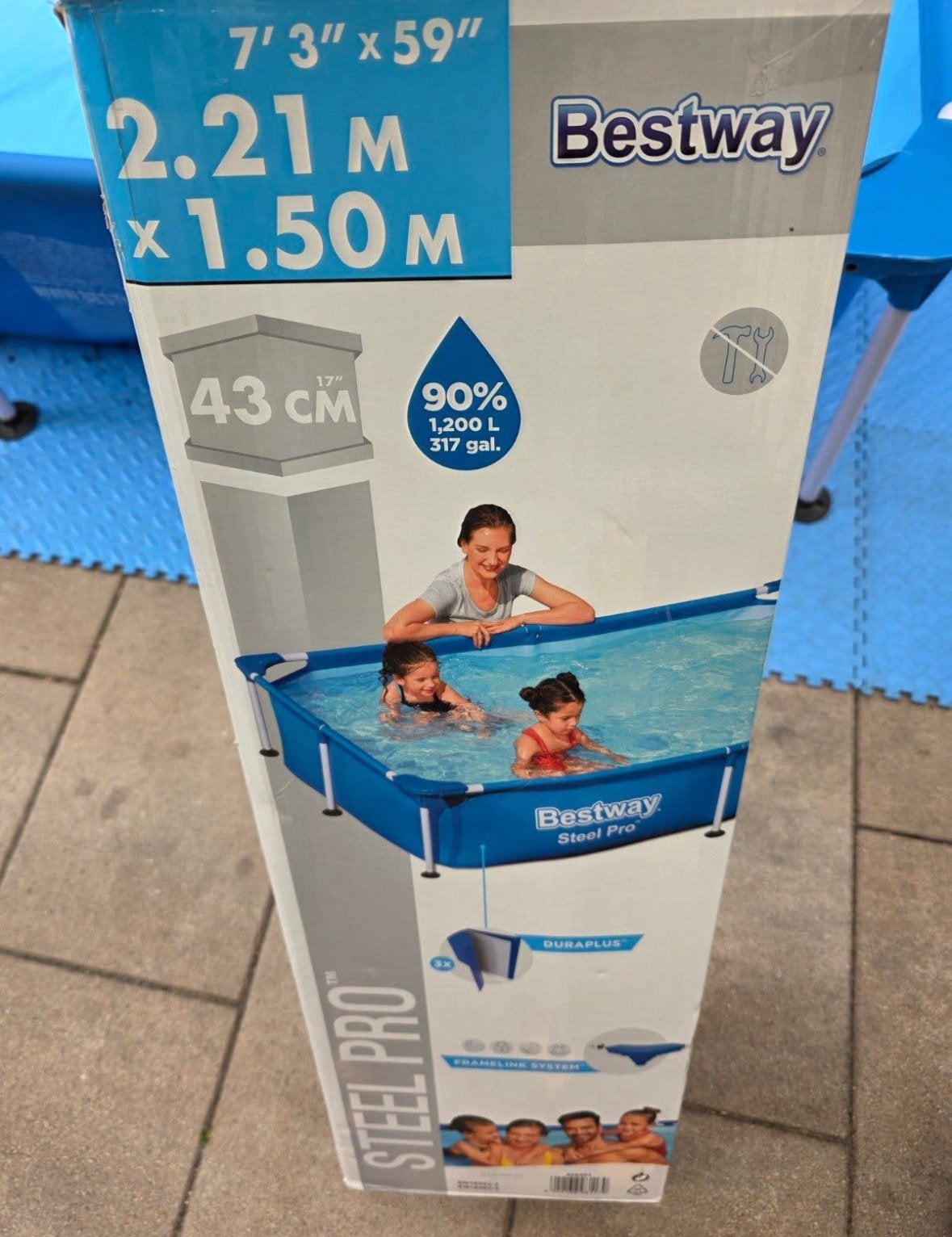 Bestway opzetzwembad met afmetingen (221x150x43), Ophalen of Verzenden, Zo goed als nieuw