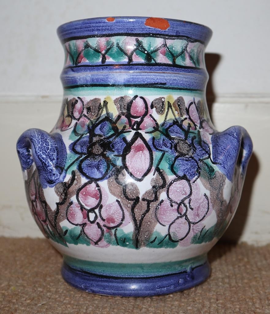 Handbeschilderde keramiek pot met oortjes, Antiek en Kunst, Antiek | Keramiek en Aardewerk, Ophalen
