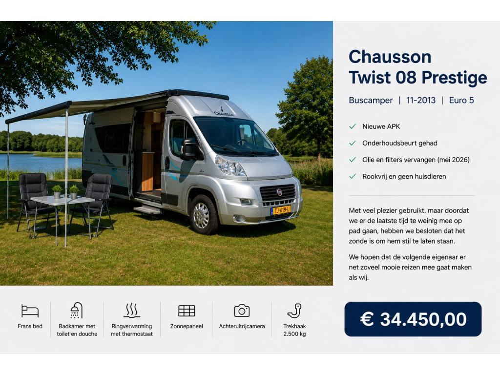 Chausson twist Prestige 08 (1045461), Koelkast, Ringverwarming, Fiat, Chausson