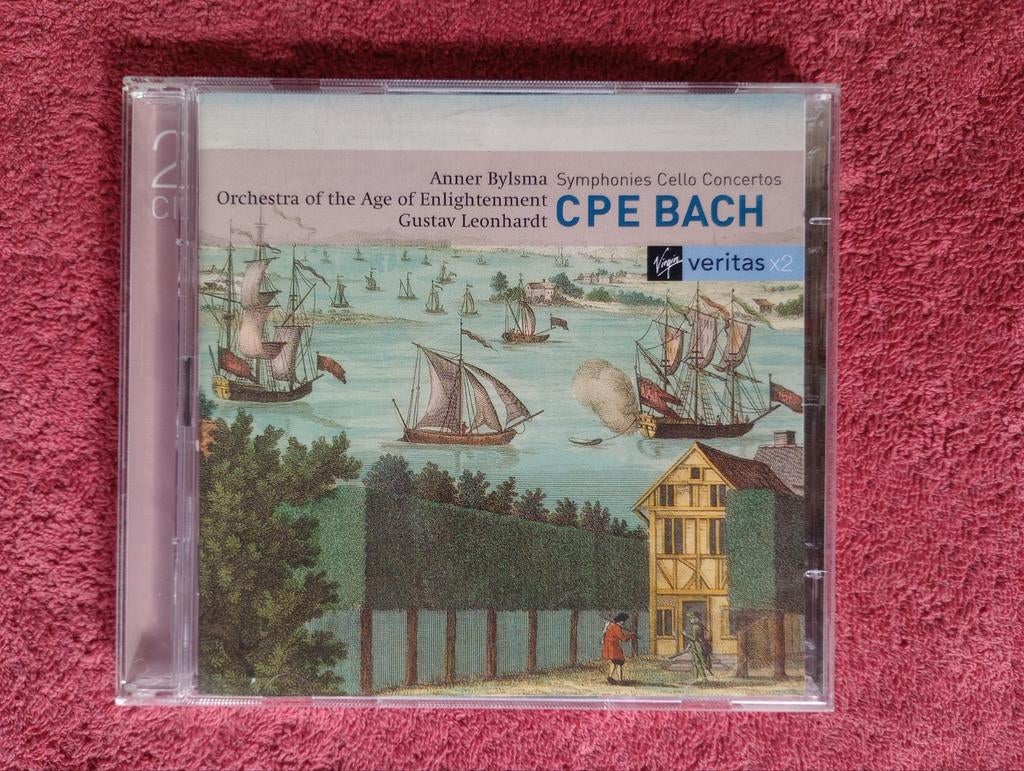 CPE Bach Symphonies Cello Concertos -Bijlsma & Leonhardt 2CD, Ophalen of Verzenden, Barok, Gebruikt, Orkest of Ballet