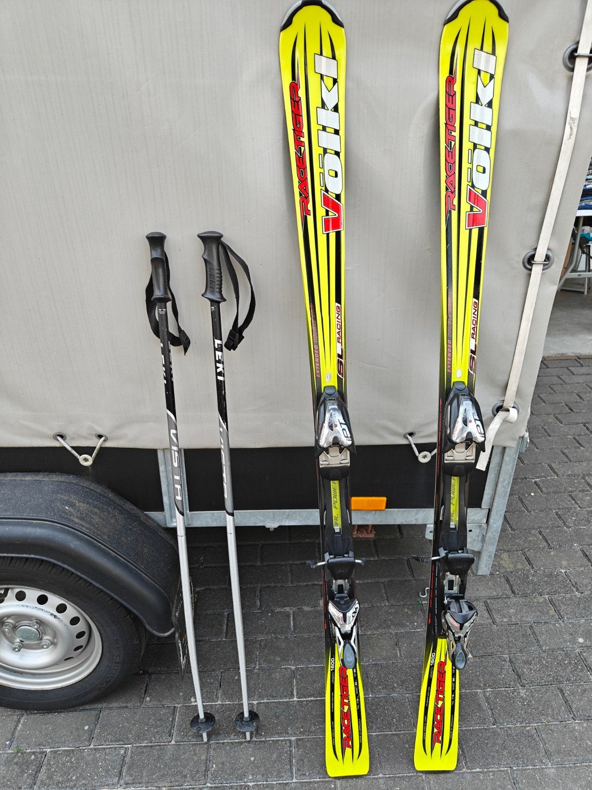 Völkl Racetiger SL Ski's met Leki stokken en tas, Overige merken, 160 tot 180 cm, Gebruikt, Ophalen of Verzenden