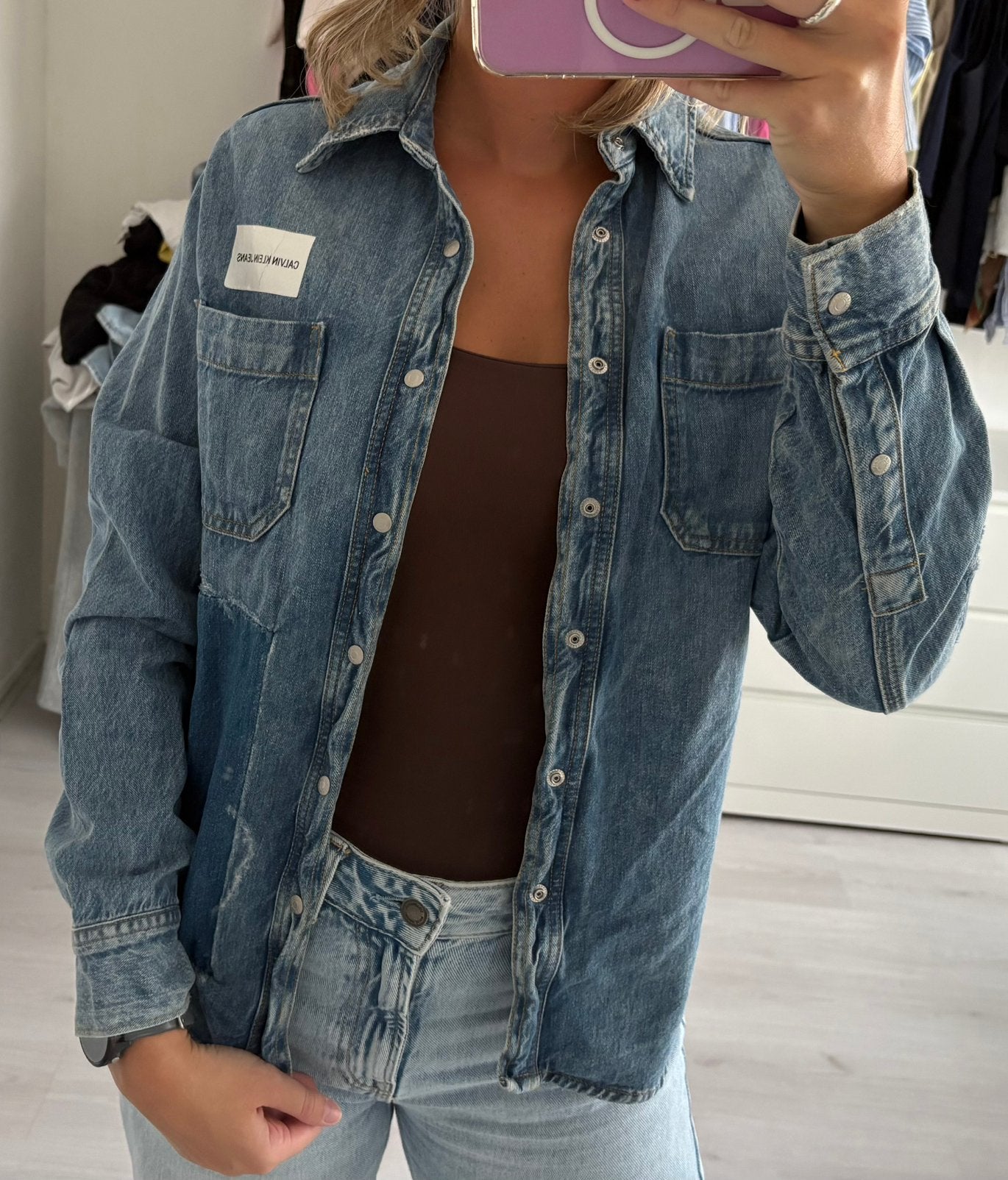 Spijkerjasje Calvin Klein, Verzenden, Gedragen, Maat 36 (S), Blauw